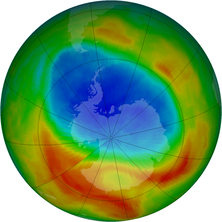 Antarctic ozone map for 20 October 1988
